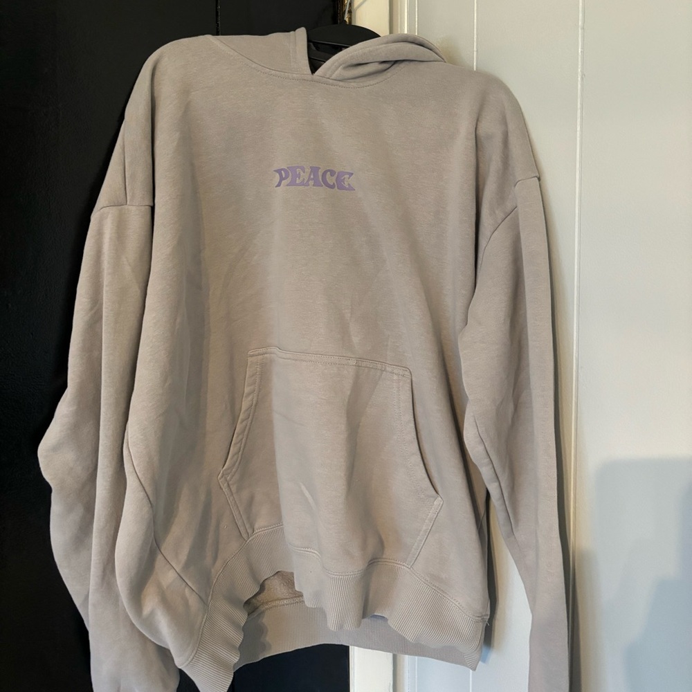 Gray Hoodie with Purple Peace Graphic - Picture 4 of 8